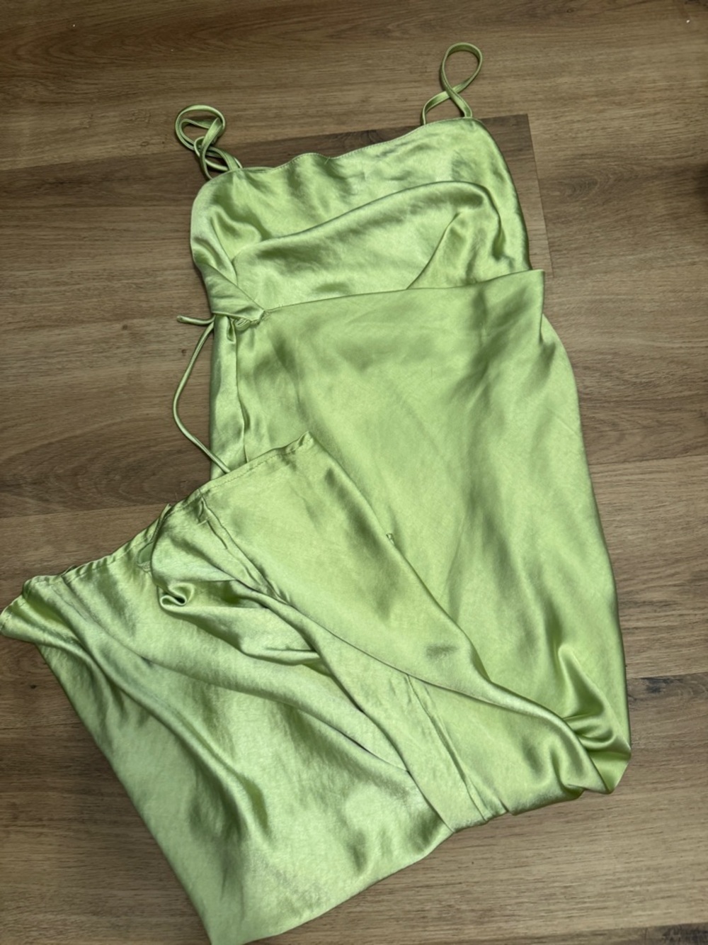 Satin Slip Dress in Light Green - Women